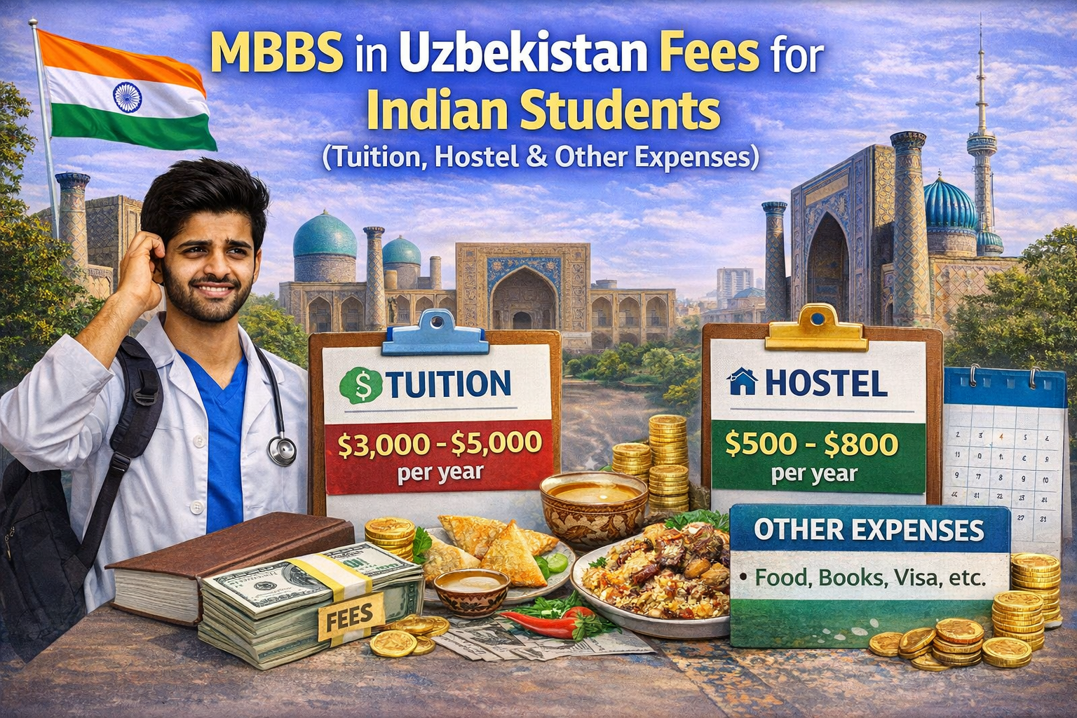 MBBS in Uzbekistan Fees for Indian Students (Tuition, Hostel & Other Expenses)
